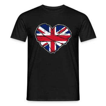 Royaume-Uni Drapeau britannique Coeur - T-shirt homme - noir - Devant - AI Model Male 178 light (178cm)