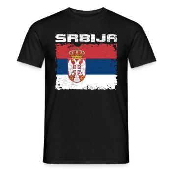 Serbie Drapeau Srbija - T-shirt homme - noir - Devant - AI Model Male 178 light (178cm)
