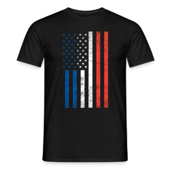 Drapeau français américain - T-shirt homme - noir - Devant - AI Model Male 178 light (178cm)
