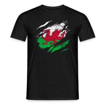 Wales Flag - Men's T-Shirt - black - Front - AI Model Male 178 light (178cm)