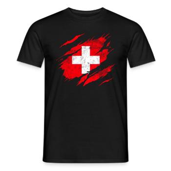 Drapeau suisse - T-shirt homme - noir - Devant - AI Model Male 178 light (178cm)
