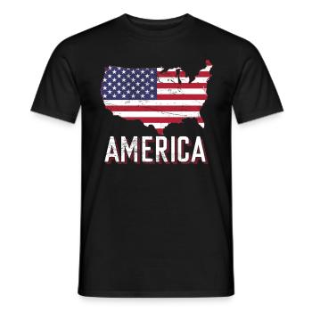 Amerika Flagge Land Form - Männer T-Shirt - Schwarz - Vorne - AI Model Male 178 light (178cm)