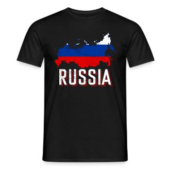 Russie Drapeau carte - T-shirt homme - noir - Devant - AI Model Male 178 light (178cm)