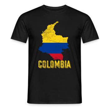 Colombia Country Shape Flag - Men's T-Shirt - black - Front - AI Model Male 178 light (178cm)