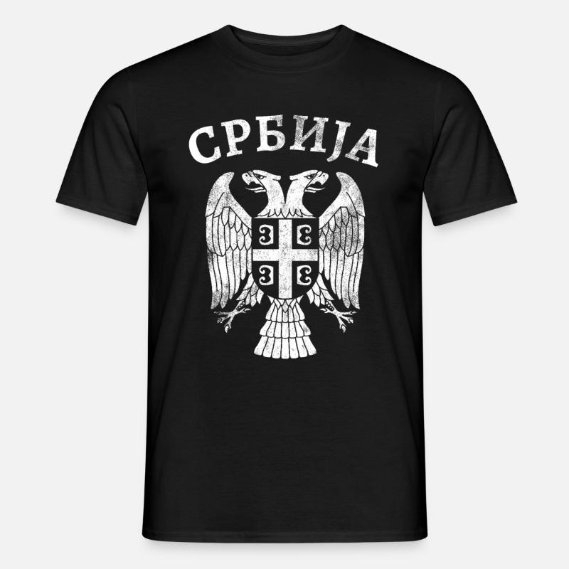 Serbien Adler Wappen - Männer T-Shirt - Schwarz