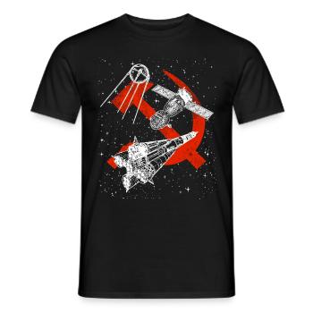 Soyuz Sputnik Rocket Soviet Union Space - Men's T-Shirt - black - Front - AI Model Male 178 light (178cm)