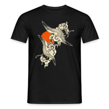 Kraniche - Japanische Kunst - Männer T-Shirt - Schwarz - Vorne - AI Model Male 178 light (178cm)