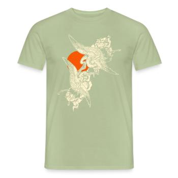Kraniche - Japanische Kunst - Männer T-Shirt - Sage - Vorne - AI Model Male 178 light (178cm)