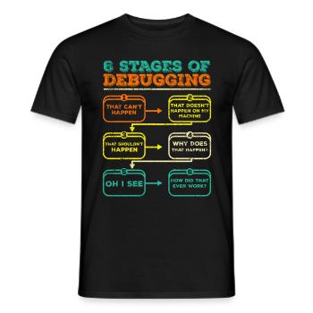 Debugging Programmer Code Funny - Men's T-Shirt - black - Front - AI Model Male 178 light (178cm)
