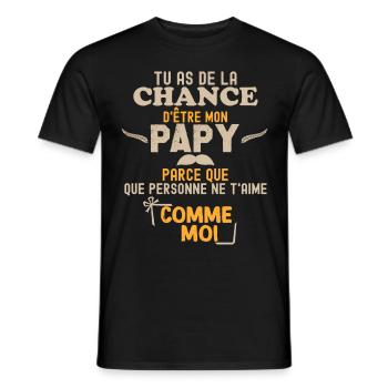Papy chance Cadeau Grand Père - T-shirt homme - noir - Devant - AI Model Male 178 light (178cm)