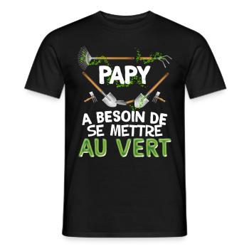 Papy Et Son Jardin Cadeau Citation Homme - T-shirt homme - noir - Devant - AI Model Male 178 light (178cm)