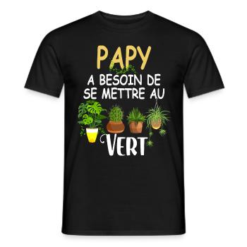 Papy Se Met A Vert Idée Cadeau Rigolo Jardinier - T-shirt homme - noir - Devant - AI Model Male 178 light (178cm)