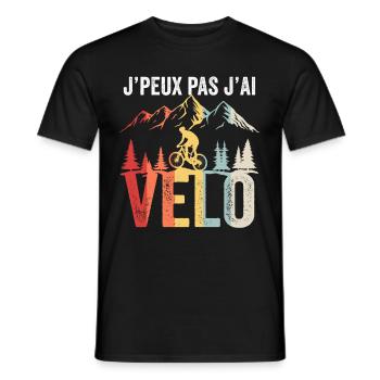 Je peux pas j'ai velo - humour Cyclisme - Men's T-Shirt - black - Front - AI Model Male 178 light (178cm)