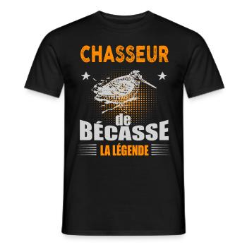 Chasseur de bécasse La Légende Humour Homme - T-shirt homme - noir - Devant - AI Model Male 178 light (178cm)