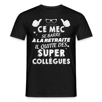 Message Drole Départ Collègue Retraite - T-shirt homme - noir - Devant - AI Model Male 178 light (178cm)