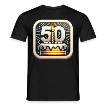 Gâteau 50 bougies 50 Fête d’anniversaire - T-shirt homme - noir - Devant - AI Model Male 178 light (178cm)