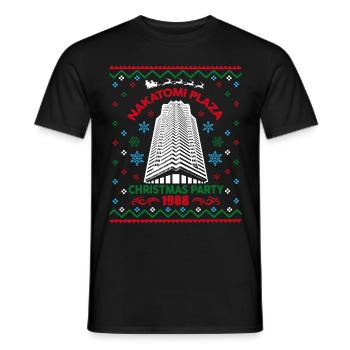 Nakatomi Plaza Christmas Party 1988 Ugly Christmas - Men's T-Shirt - black - Front - AI Model Male 178 light (178cm)