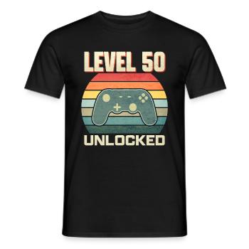 Niveau 50 Unlocked 1971 Anniversaire Gamer Vintage - T-shirt homme - noir - Devant - AI Model Male 178 light (178cm)