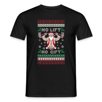 No Lift No Gift Gym Ugly Christmas Sweater - Men's T-Shirt - black - Front - AI Model Male 178 light (178cm)