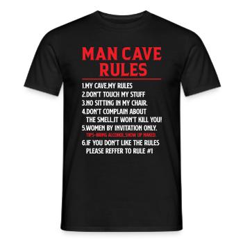 Man Cave Rules - Mancave Joke - Men's T-Shirt - black - Front - AI Model Male 178 light (178cm)