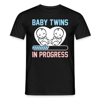 Twins Loading Newborn Boy And Girl Smiling Faces - - Männer T-Shirt - Schwarz - Vorne - AI Model Male 178 light (178cm)