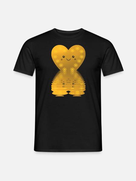 Herz spiegelnd Liebe Sterne Weihnachten - Männer T-Shirt - Schwarz