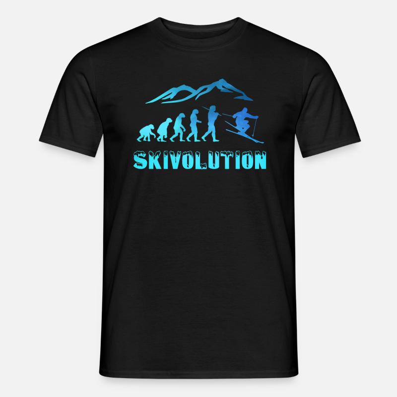 Ski Evolution Skifahrer Schnee Winter - Männer T-Shirt - Schwarz