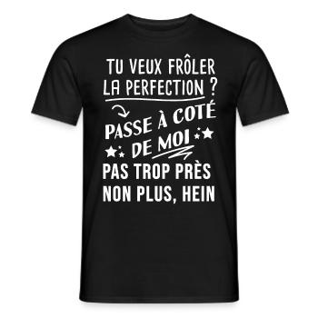humour perfection - T-shirt homme - noir - Devant - AI Model Male 178 light (178cm)