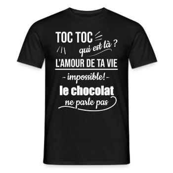 t shirt chocolat - T-shirt homme - noir - Devant - AI Model Male 178 light (178cm)