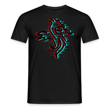 Glitch Drache - Männer T-Shirt - Schwarz - Vorne - AI Model Male 178 light (178cm)