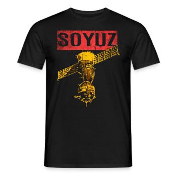Soyuz spaceship Soviet Union - Men's T-Shirt - black - Front - AI Model Male 178 light (178cm)