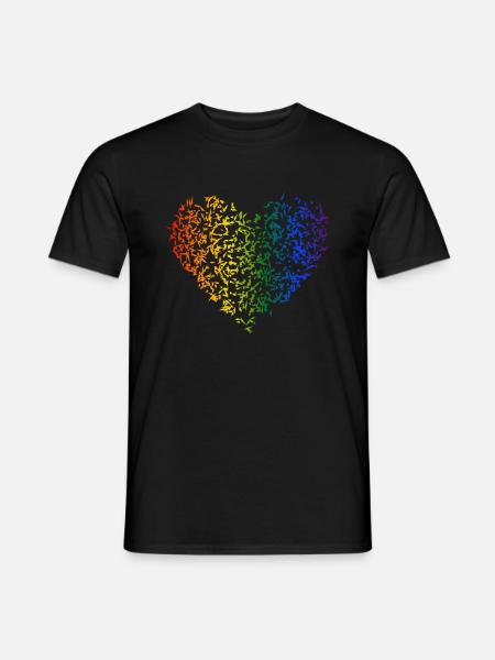 Drapeau arc-en-ciel LGBT coeur poly faible polygone Gesch - T-shirt homme - noir