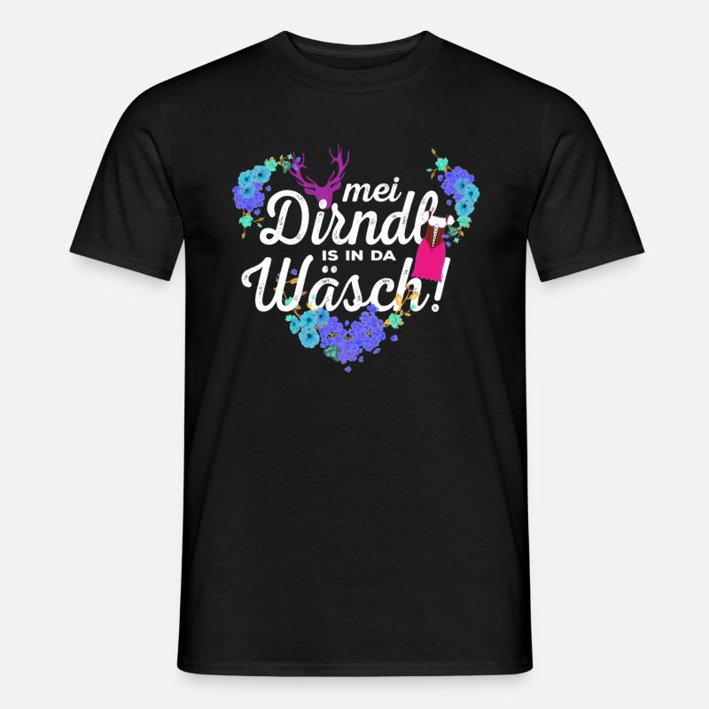 Mei Dirndl is in da Wäsch Dirndlersatz - Männer T-Shirt - Schwarz