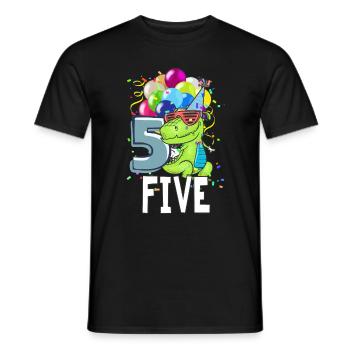 Fünfter Geburtstag 5 Jahre Junge Dinosaurier TRex Geschenk - Männer T-Shirt - Schwarz - Vorne - AI Model Male 178 light (178cm)