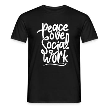 Peace Love Social Work Appreciation Self Care Gift - Men's T-Shirt - black - Front - AI Model Male 178 light (178cm)