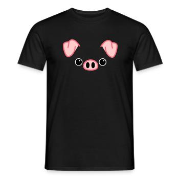 Kostüm Schwein Schweinekostüm Schweinchen Gesicht - Männer T-Shirt - Schwarz - Vorne - AI Model Male 178 light (178cm)