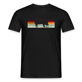 Cochon rétro porcelets - T-shirt homme - noir - Devant - AI Model Male 178 light (178cm)