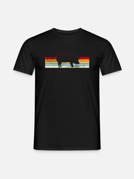 Cochon rétro porcelets - T-shirt homme - noir