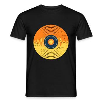 Vinyl-Schallplatte LP Musikproduzent Wellenform - Männer T-Shirt - Schwarz - Vorne - AI Model Male 178 light (178cm)