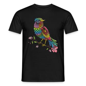 Vogel Mandala Vogelbeobachter Vogelfreund Buntes - Männer T-Shirt - Schwarz - Vorne - AI Model Male 178 light (178cm)