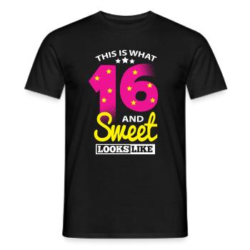 Cadeaux d’anniversaire Sweet Sixteen pour 16 ans - T-shirt homme - noir - Devant - AI Model Male 178 light (178cm)