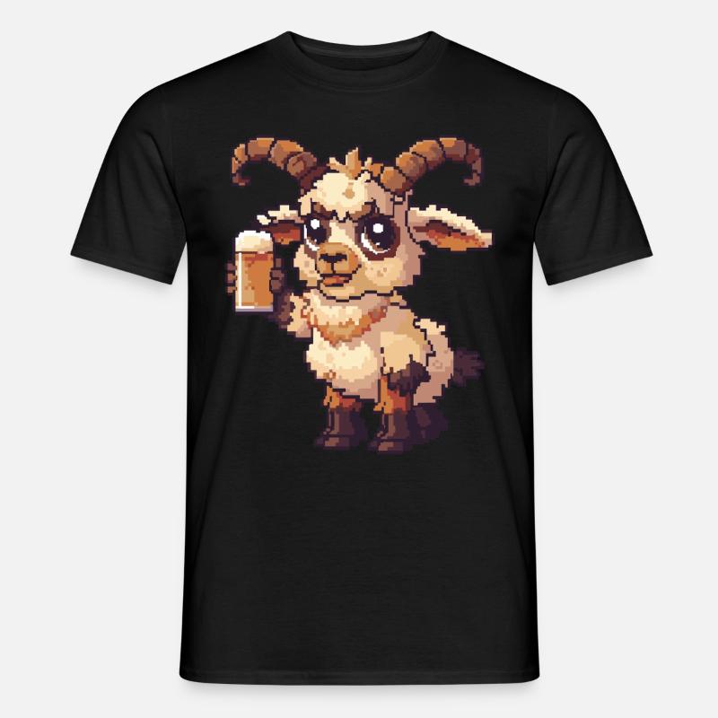 Bergziege Pixel Bier - Männer T-Shirt - Schwarz