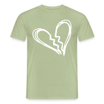 Gebroken hart - Heren T-shirt - saliegroen - Voor - AI Model Male 178 light (178cm)