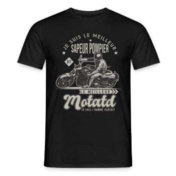 Motard le meilleur Sapeur pompier cadeau cool - T-shirt homme - noir - Devant - AI Model Male 178 light (178cm)