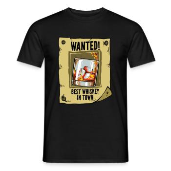 Wanted poster Drink Best Whiskey - Men's T-Shirt - black - Front - AI Model Male 178 light (178cm)