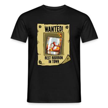 Wanted Poster Best Bourbon Drinking Quote Magic Br - Men's T-Shirt - black - Front - AI Model Male 178 light (178cm)