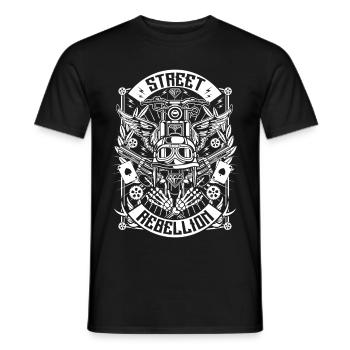 Motorcycle Shirt - Street Rebellion (white) - Men's T-Shirt - black - Front - AI Model Male 178 light (178cm)