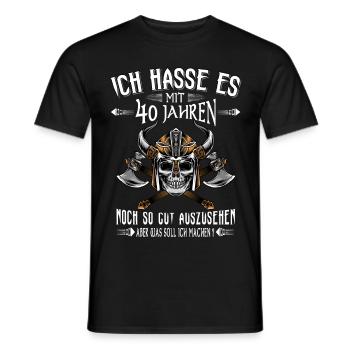 40. Geburtstag 40 Jahre Wikinger Baujahr 1980 - Männer T-Shirt - Schwarz - Vorne - AI Model Male 178 light (178cm)
