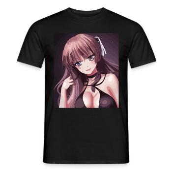 hübsche schöne Frau in Kleid/Bikini Anime - Männer T-Shirt - Schwarz - Vorne - AI Model Male 178 light (178cm)