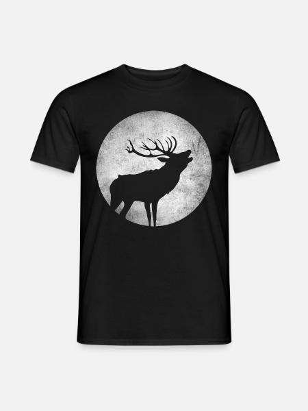 Hirsch Brunftzeit weiß Geschenk - Männer T-Shirt - Schwarz